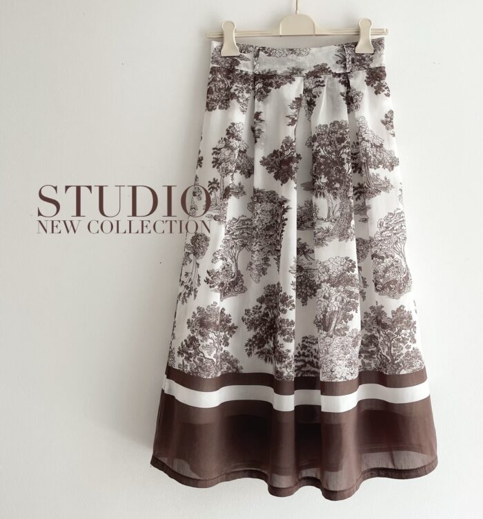 SPÓDNICA STUDIO N79 BIAŁO-BRĄZOWA - obrazek 2