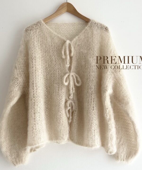 SWETER PREMIUM Z DOMIESZKĄ MOHERU BEŻOWY