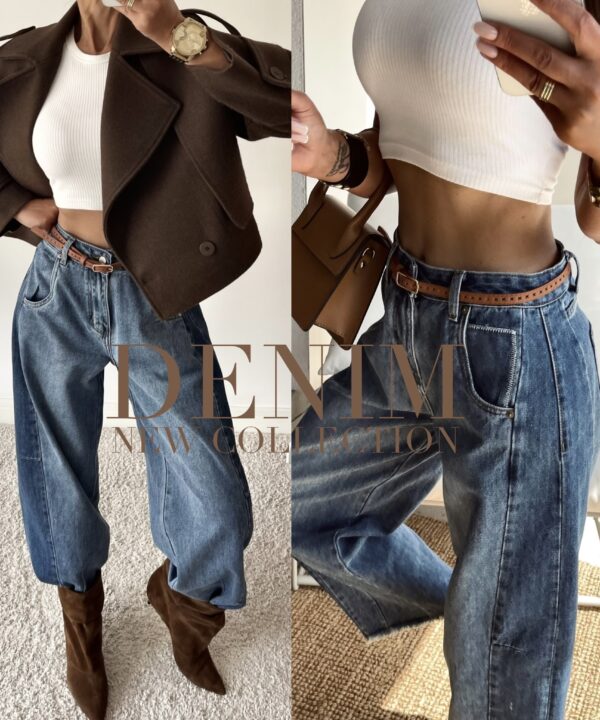 SPODNIE DEBORAH Z PASKIEM JEANS BLUE