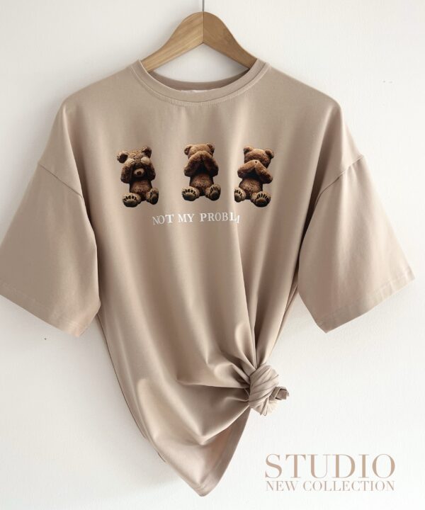 T-SHIRT OVERSIZE Z NADRUKIEM LATTE
