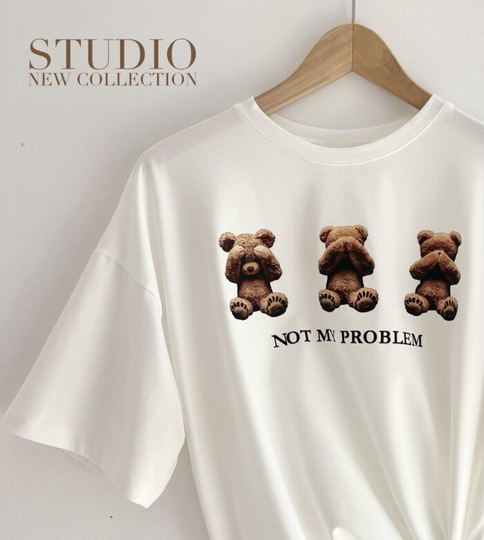 T-SHIRT OVERSIZE Z NADRUKIEM BIAŁY