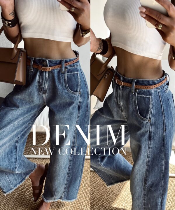 SPODNIE DEBORAH Z PASKIEM JEANS BLUE