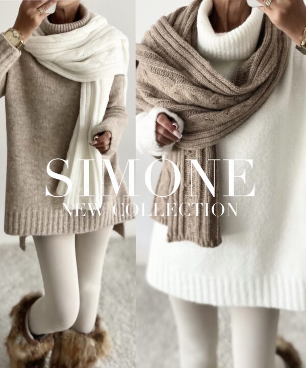 SWETER Z GOLFEM OVERSIZE SIMONE BEŻOWY