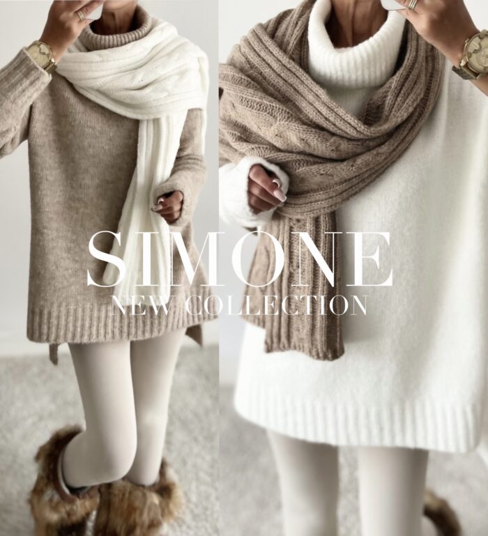 SWETER Z GOLFEM OVERSIZE SIMONE ŚMIETANKOWY
