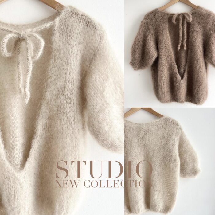 SWETER Z ODKRYTYMI PLECAMI PREMIUM Z DOMIESZKĄ MOHERU BEŻOWY