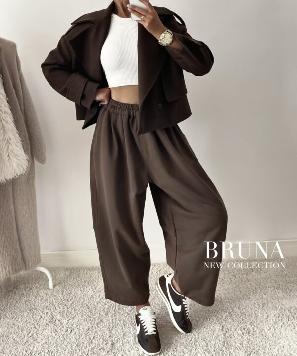 SPODNIE DRESOWE OVERSIZE BRUNA CZEKOLADOWE