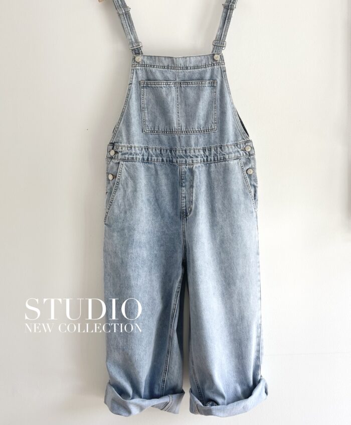 SPODNIE OGRODNICZKI JEANS Z KIESZENIĄ