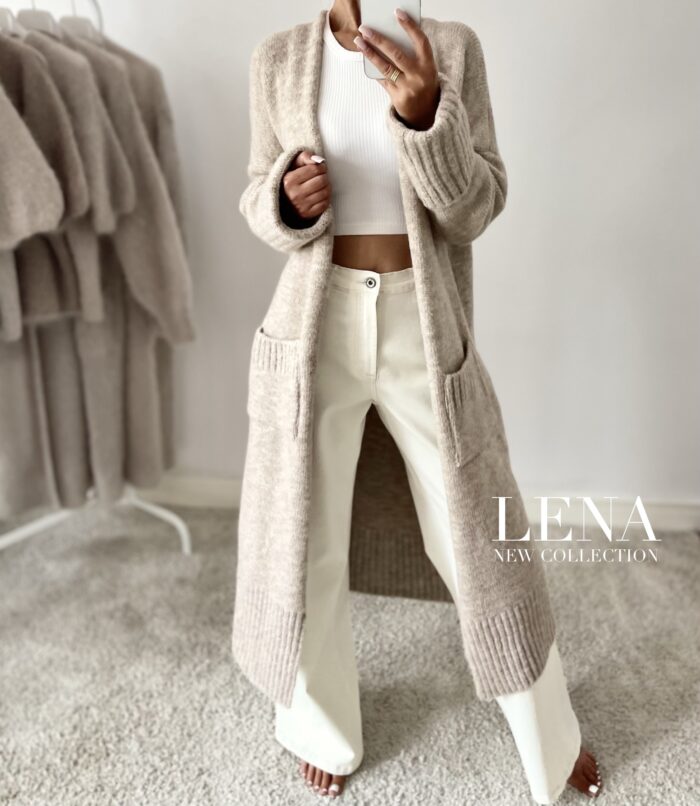 KARDIGAN OVERSIZE LENA BEŻOWY
