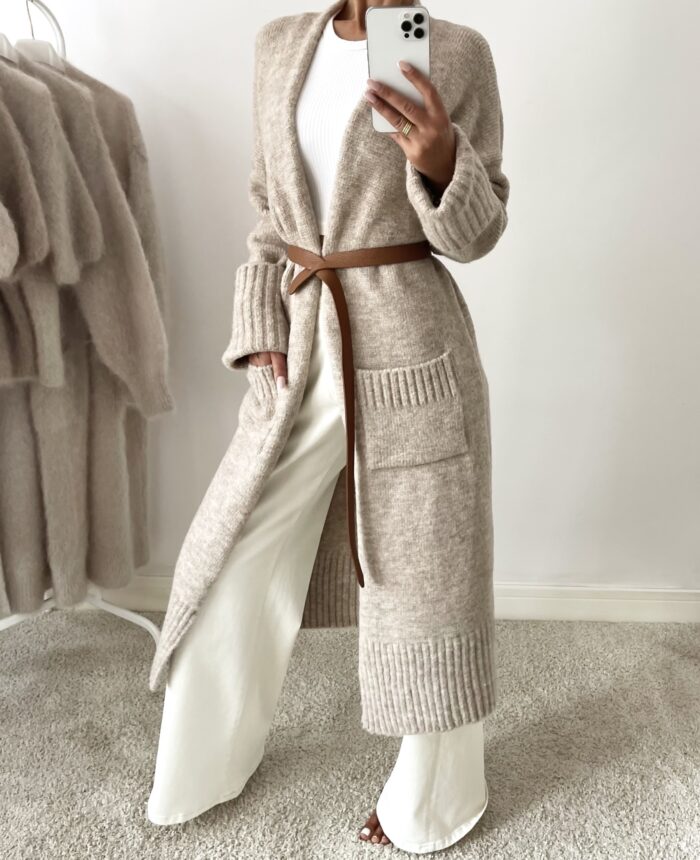 KARDIGAN OVERSIZE LENA BEŻOWY - obrazek 3