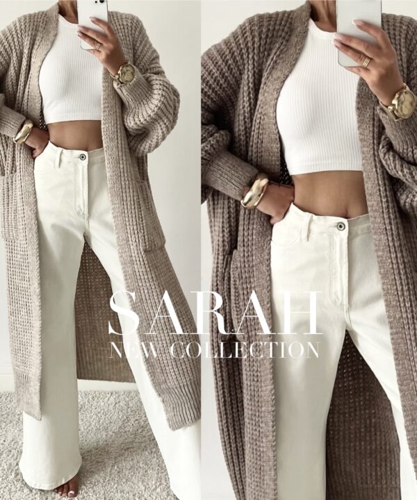 DŁUGI KARDIGAN OVERSIZE SARAH MOCCA