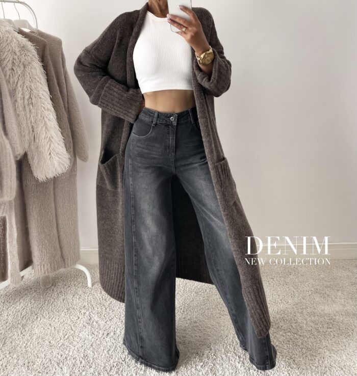 SPODNIE MEGHAN JEANS CIEMNE SZARE