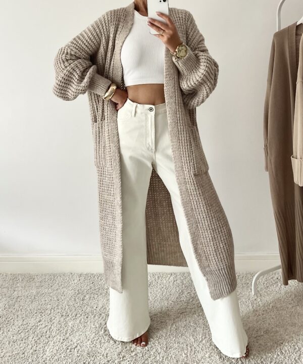 DŁUGI KARDIGAN OVERSIZE SARAH BEŻOWY