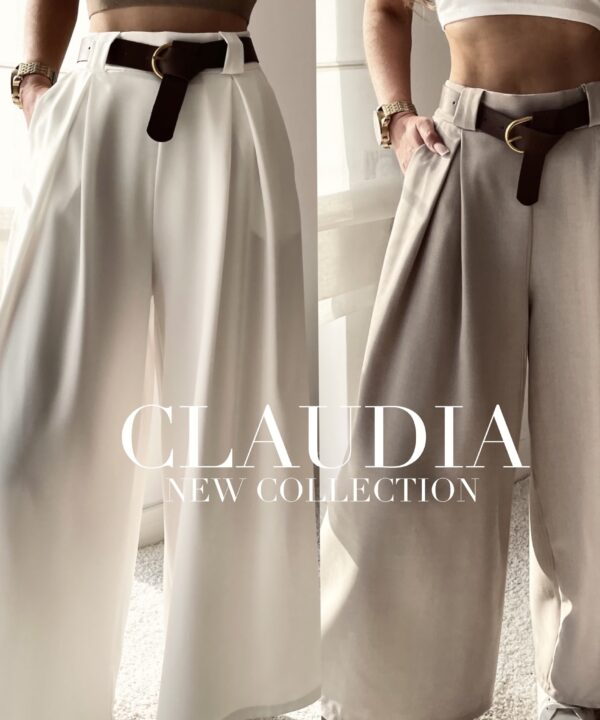 SPODNIE CLAUDIA Z PASKIEM WHITE