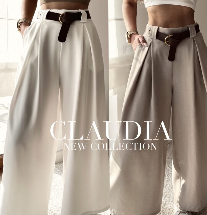 SPODNIE CLAUDIA Z PASKIEM WHITE