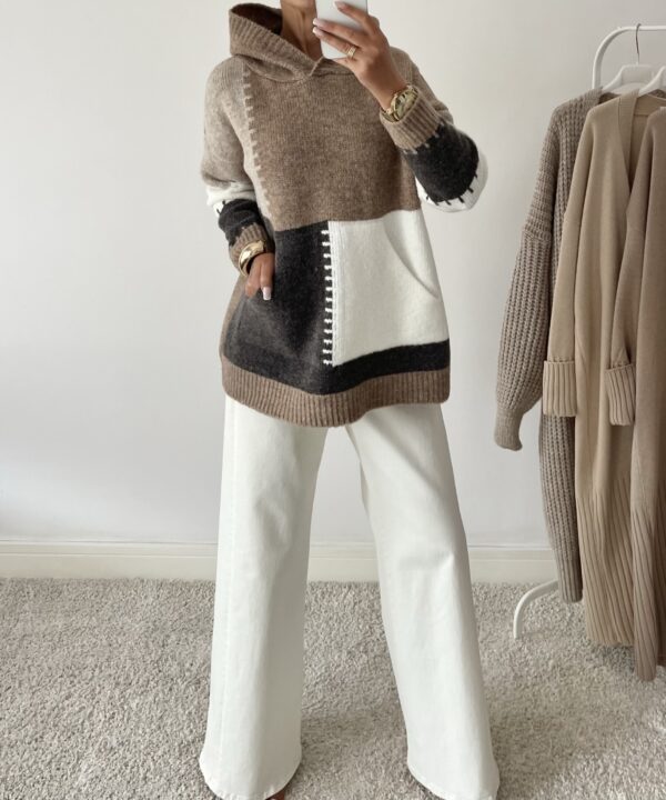 Alternative view of SWETER Z KAPTUREM OVERSIZE ANNA CAMEL / KAKAO