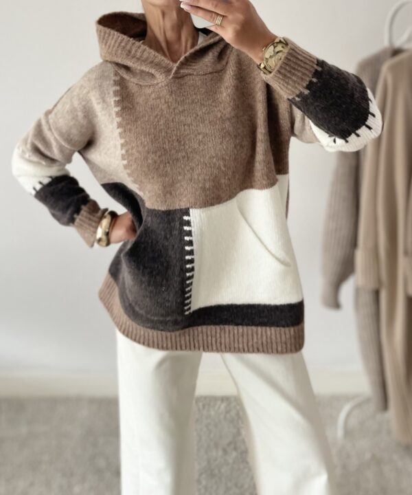 SWETER Z KAPTUREM OVERSIZE ANNA CAMEL / KAKAO