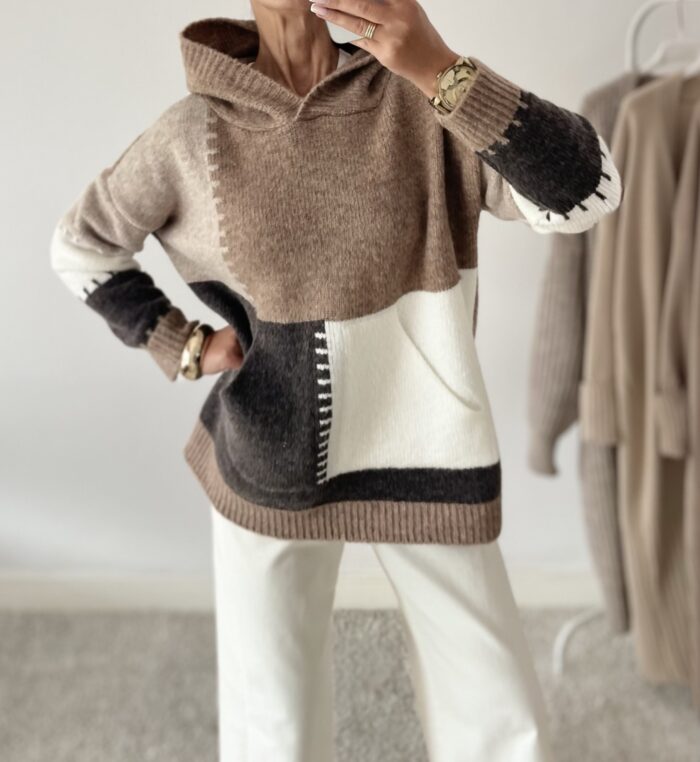 SWETER Z KAPTUREM OVERSIZE ANNA CAMEL / KAKAO