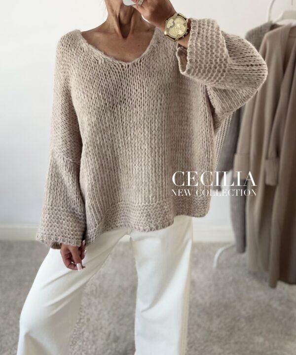 SWETER OVERSIZE CECILIA BEŻOWY