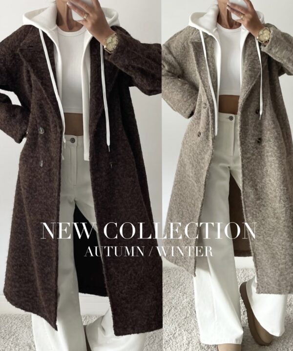 PŁASZCZ IVA Z KAPTUREM CZEKOLADOWY