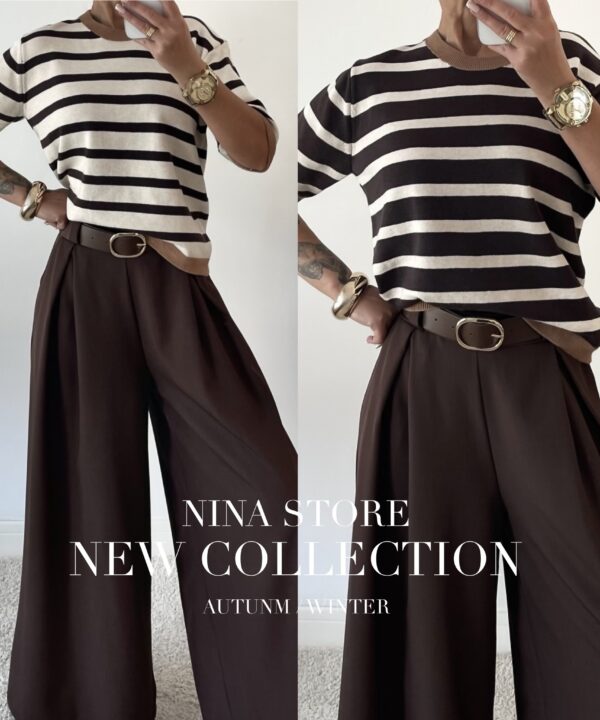 BLUZKA SWETERKOWA ROMA CZEKOLADA / BEŻ / CAMEL