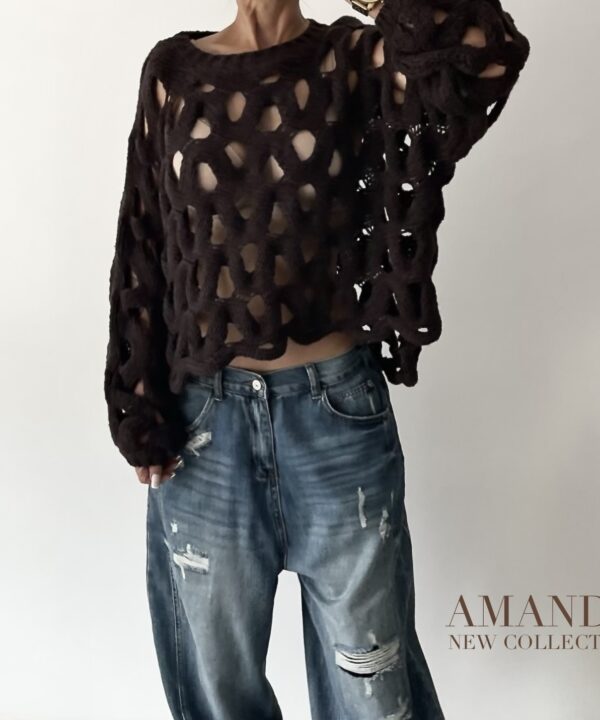 Alternative view of SWETER AMANDA OVERSIZE CZEKOLADOWY