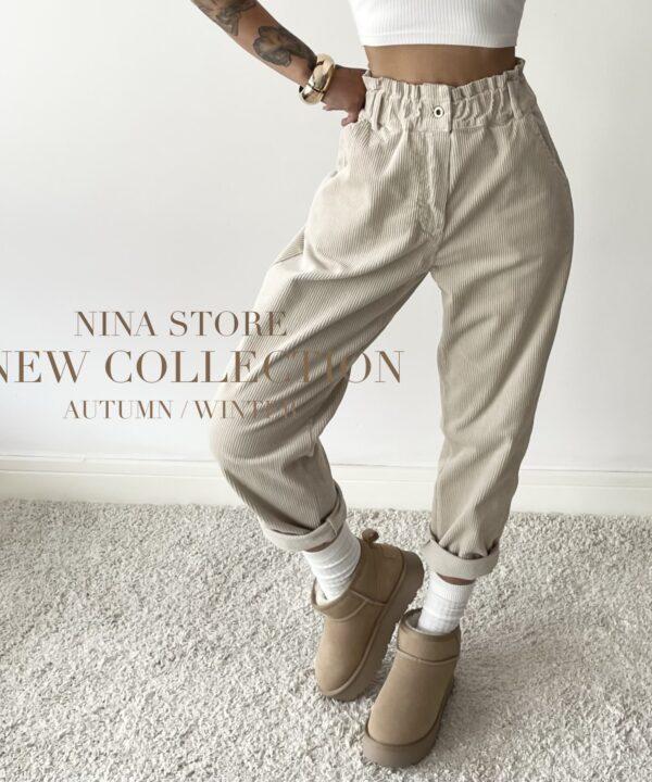 SPODNIE SZTRUKSOWE MILA BEŻOWE