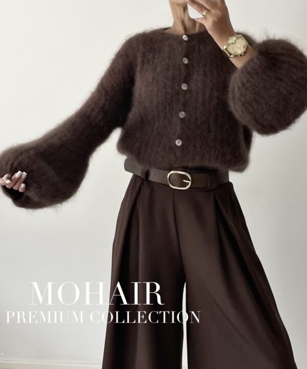 SWETER MOHEROWY PREMIUM DENISE Z GUZIKAMI MLECZNA CZEKOLADA