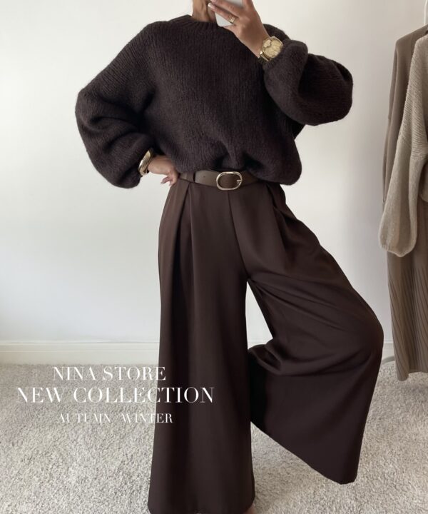 SWETER Z MOHEREM i WEŁNĄ NICOLE CZEKOLADOWY