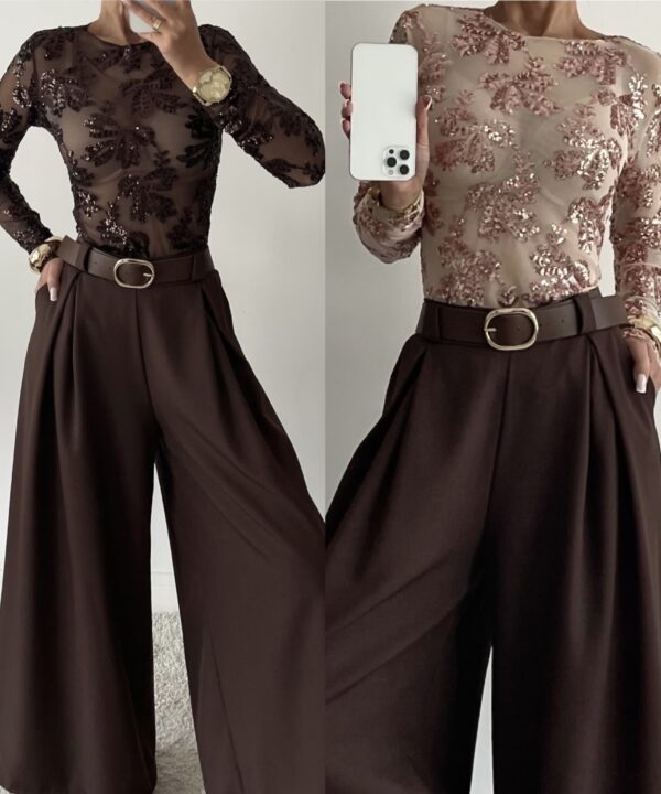 BLUZKA Z CEKINAMI EMILY BEŻOWA