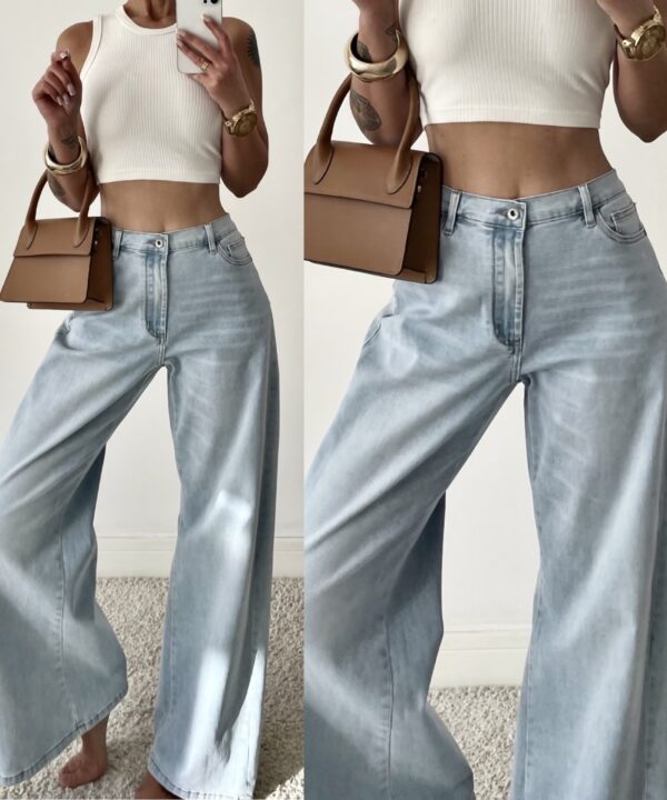 ASHLEY WIDE LEG DENIM JASNONIEBIESKIE