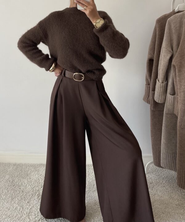 SWETER EDITH Z ALPAKĄ I WEŁNĄ MLECZNA CZEKOLADA