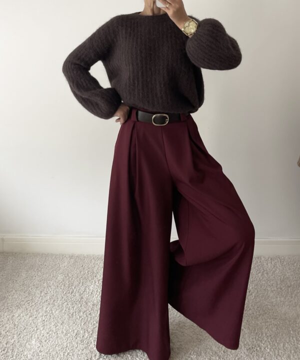 Alternative view of SPODNIE CLAUDIA Z PASKIEM BORDO