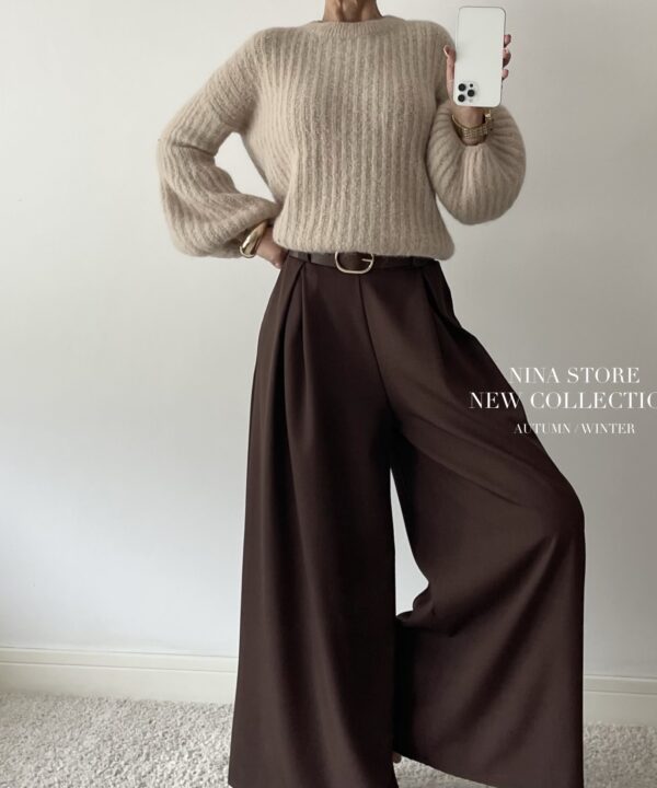 SWETER MIRANDA Z ALPAKA I WEŁNĄ BEŻOWY