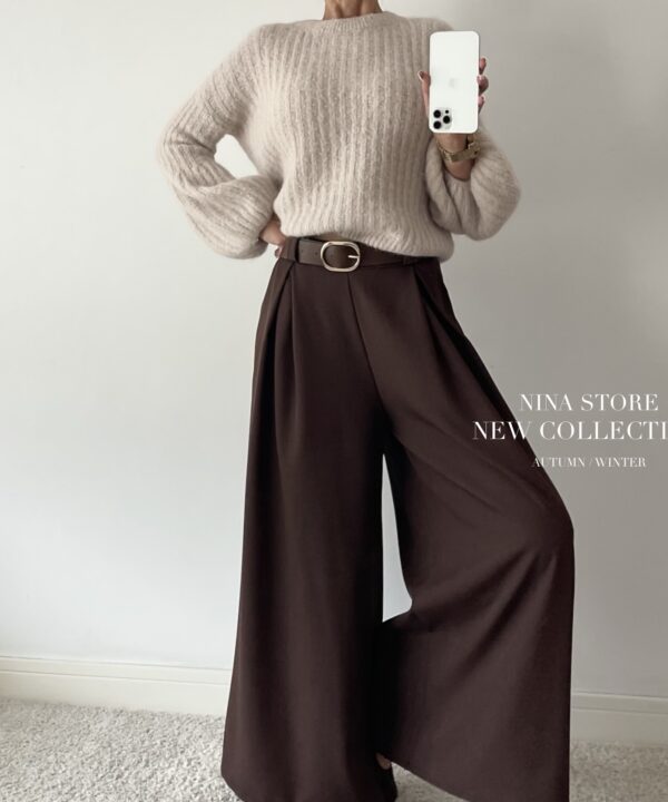 SWETER MIRANDA Z ALPAKA I WEŁNĄ JASNY BEŻOWY