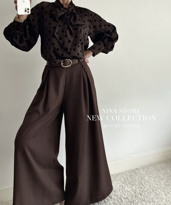 Alternative view of KOSZULA W GROSZKI Z WIĄZANIEM CZEKOLADOWA