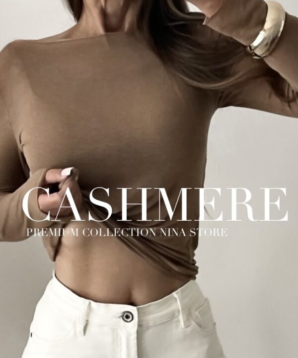 BLUZKA CAROLINE Z DOMIESZKĄ KASZMIRU MOCCA