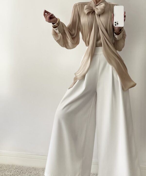 Alternative view of SPODNIE CLAUDIA Z PASKIEM WHITE