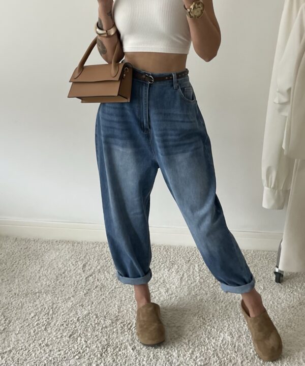 Alternative view of SPODNIE BAGGY Z PASKIEM JEANS BLUE