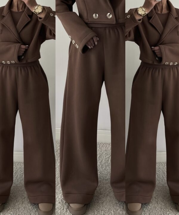 Alternative view of KOMPLET DRESOWY ANYA CZEKOLADOWY TOP / MARYNARKA / SPODNIE