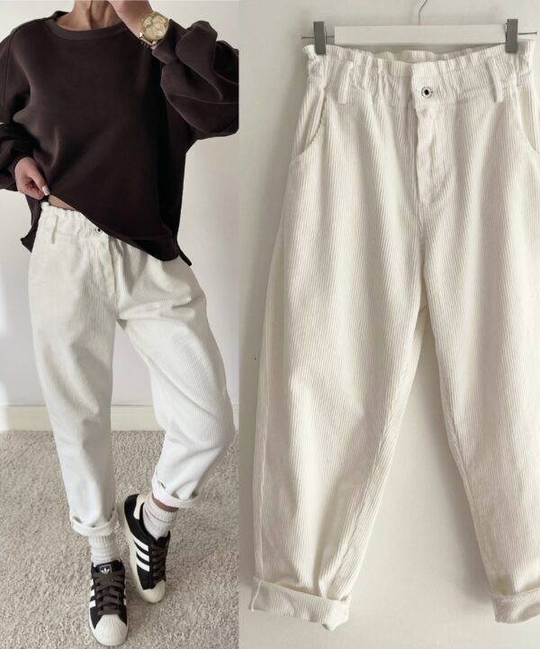 SPODNIE SZTRUKSOWE MILA ŚMIETANKOWE