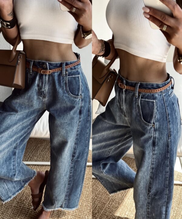 SPODNIE DEBORAH Z PASKIEM JEANS BLUE