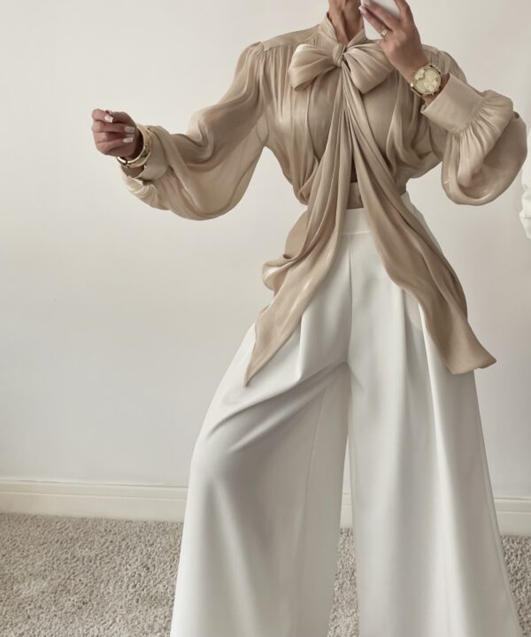 Alternative view of BLUZKA Z WIĄZANIEM SOFIA BEŻOWA