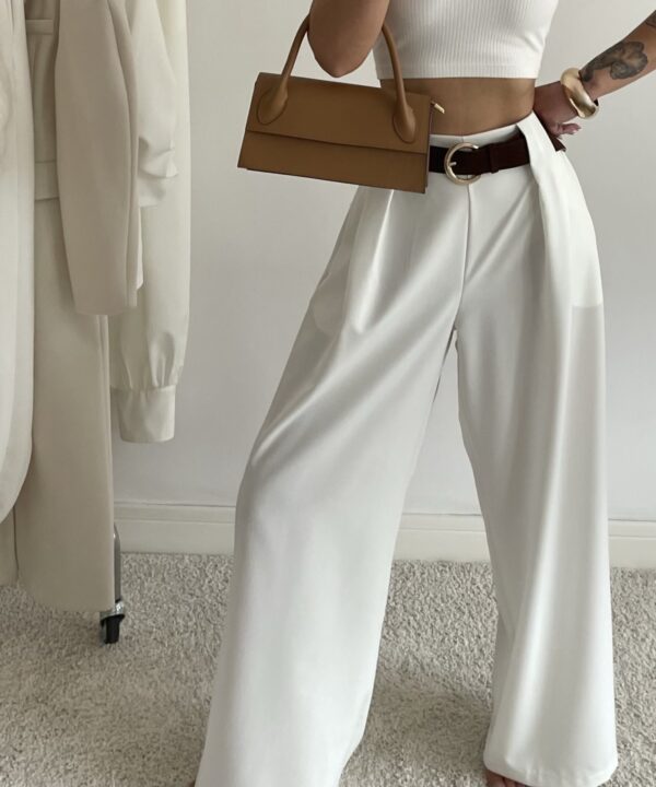 Alternative view of SPODNIE SOFIA Z PASKIEM BIAŁE