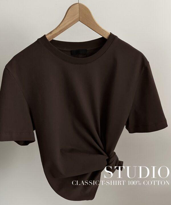 BAWEŁNIANY T-SHIRT STUDIO CZEKOLADOWY