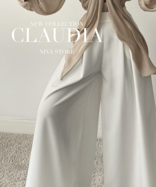 Alternative view of SPODNIE CLAUDIA Z PASKIEM BIAŁE