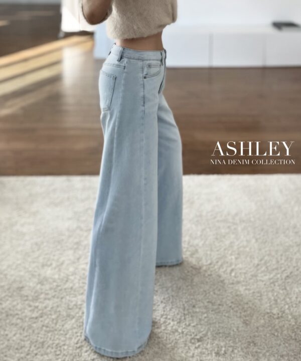 ASHLEY WIDE LEG DENIM JASNONIEBIESKIE