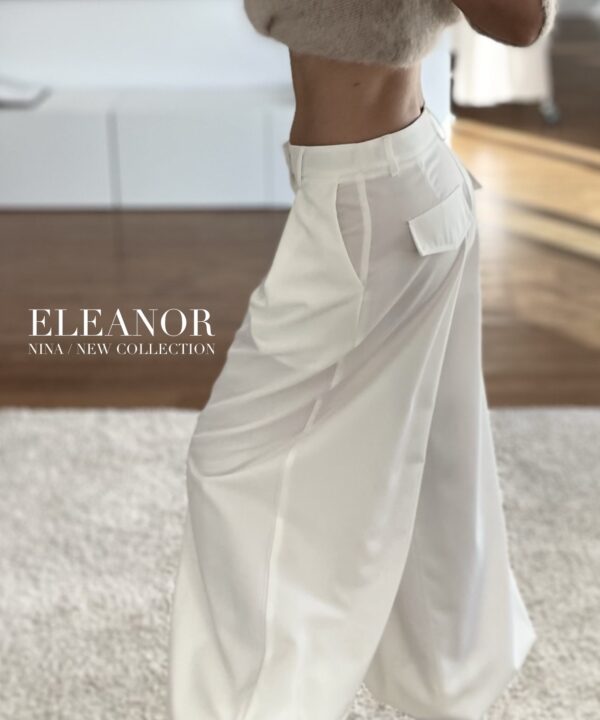 Alternative view of SPODNIE Z MANKIETAMI ELEANOR BIAŁE