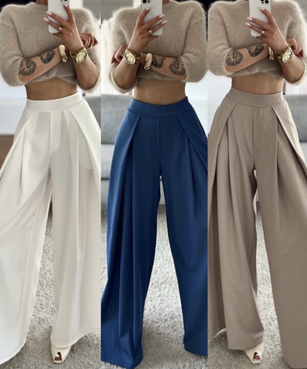 Alternative view of SPODNIE SIMONE WIDE LEG BIAŁE