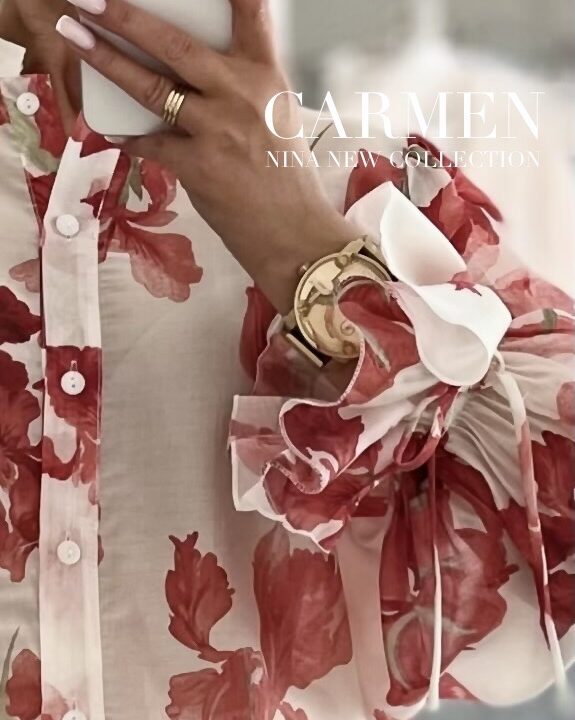 BLUZKA CARMEN Z DOMIESZKĄ LYOCELLU BIAŁO-MALINOWA