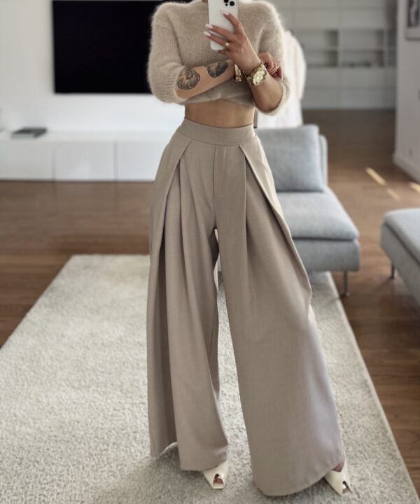 SPODNIE SIMONE WIDE LEG BEŻOWE